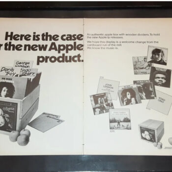 The Advertisement for the Apple Records crate is presented to show its authenticity